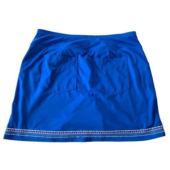 Jofit Golf Skirt Cobalt Blue Embroidered Hem Look Skirt Skort Sz L - Picture 2 of 7